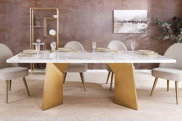 Esstisch EXTRAVAGANCIA Weiß - Marmor - 200 x 76 x 100 cm