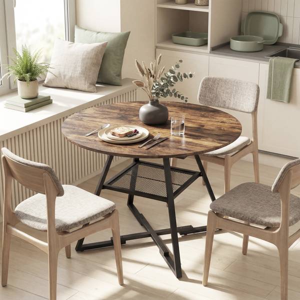 Eettafel 83A-478V00RB bruin - plaatmateriaal op houtbasis - 100 x 76 x 100 cm