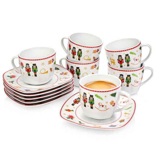 Kaffeetassen Bilgola Nussknacker 12 tlg Weiß - Porzellan - 46 x 28 x 46 cm