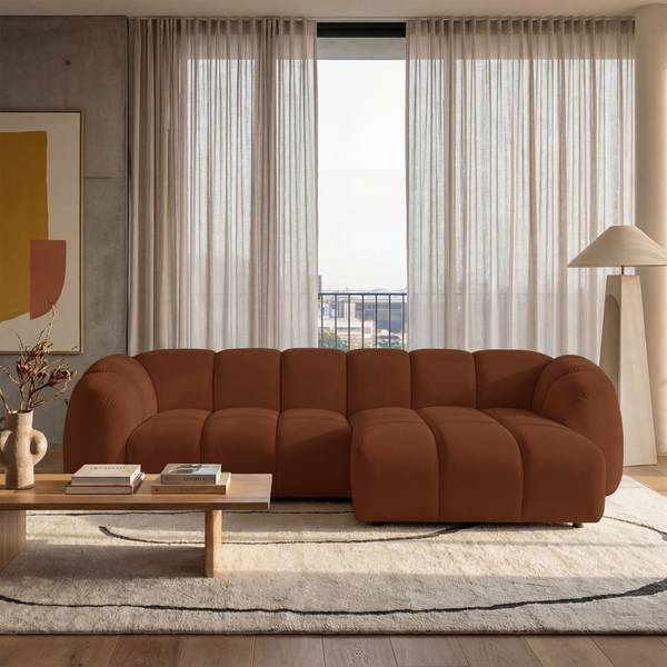 Ecksofa Millma Kupfer - Ecke davorstehend rechts - Ottomane davorstehend rechts