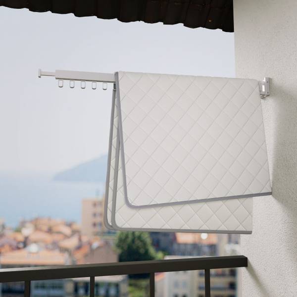 Séchoir mural Pivot Blanc - Métal - 9 x 6 x 120 cm