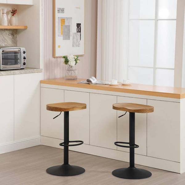 Barhocker Janko(2er Set) Braun - Metall - Massivholz - 42 x 81 x 32 cm