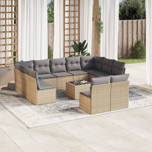 Garten-Lounge-Set 3035201-2 (12-teilig) Beige - Grau - Hellgrau
