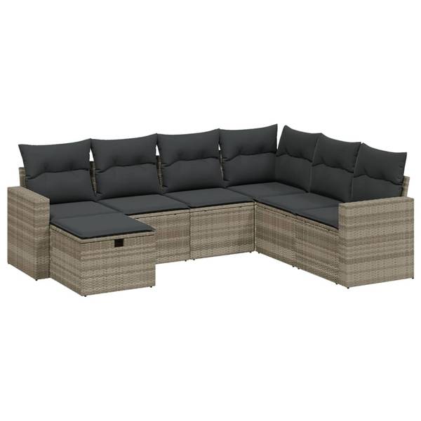 Garten-Lounge-Set 3036422-1 7-teilig Grau - Polyrattan - 62 x 69 x 62 cm
