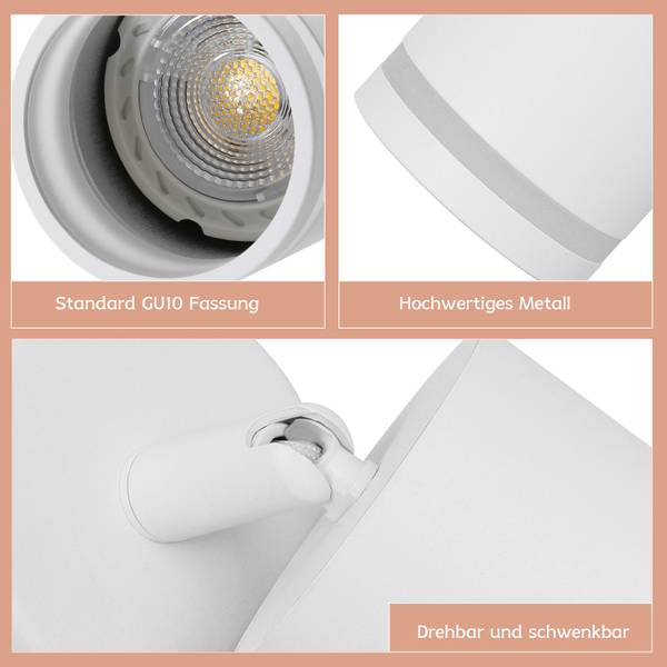 Spot plafond Adelebsen 4 ampoules Blanc - Métal - 25 x 17 x 25 cm