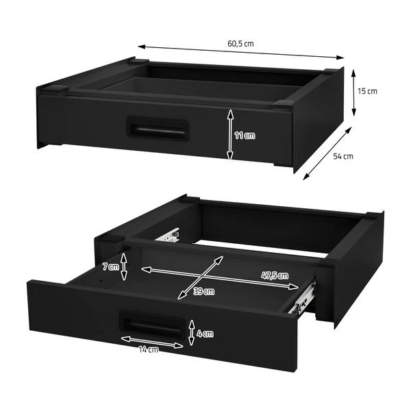 Waschmaschinen Stapelrahmen aus Metall Schwarz - Samt - 54 x 15 x 61 cm