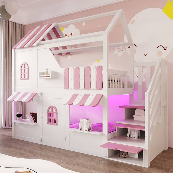 Hochbett Oneiros Ⅱ Pink - Weiß
