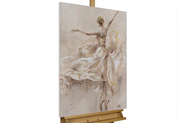 Acrylbild Handgemalt Tänzerin Fal Beige - Baumwollstoff - 60 x 90 x 4 cm