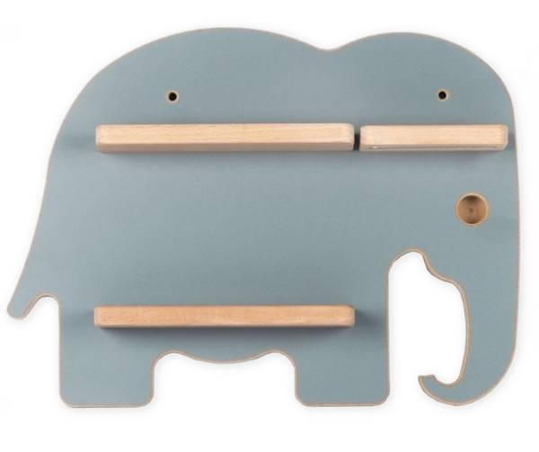 Wandregal Elefant Grau - Holzwerkstoff - 33 x 24 x 5 cm