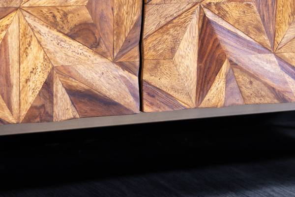 Sideboard ALPINE Braun - Gold - Sheesham - 145 x 73 x 43 cm