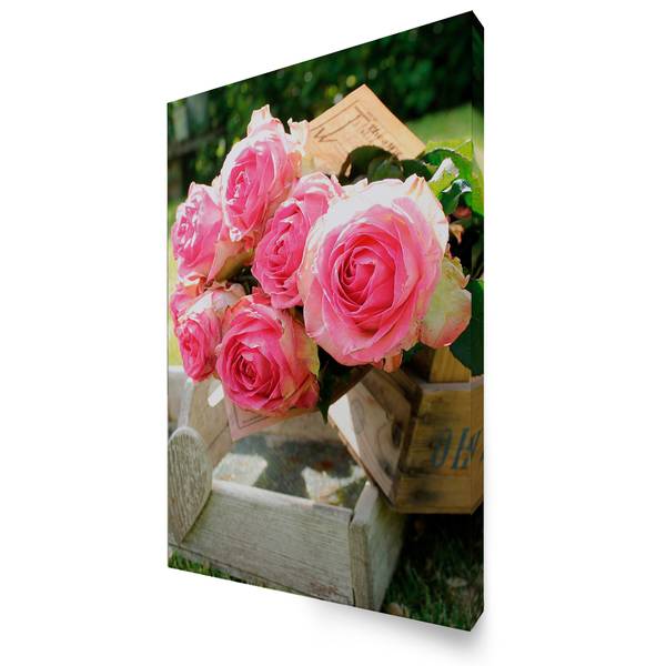 Leinwandbild Romantische rosen Grün - Baumwollstoff - 50 x 70 x 1 cm