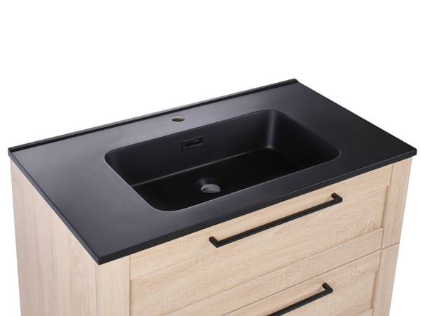 Ensemble pour salle de bain TARIJA Noir - Marron - Bois manufacturé - 80 x 46 x 46 cm