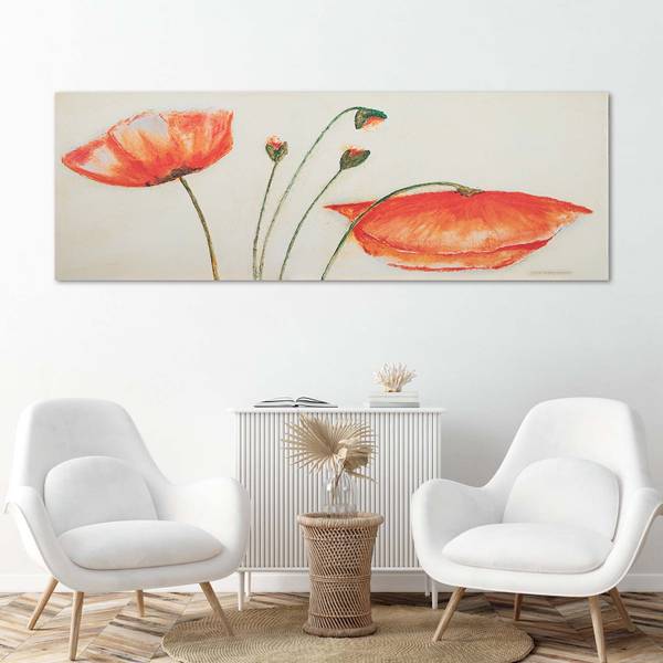Wandbild verwelkte mohnblumen collage 150 x 50 cm