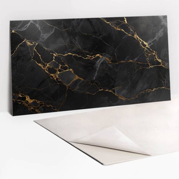 Selbstklebendes Wandpaneel Marmor Schwarz - Polyester PVC - 100 x 50 x 0 cm