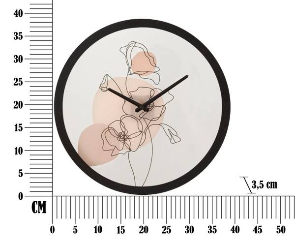 Horloge murale Fleur -B- Blanc - Bois massif - 4 x 40 x 40 cm