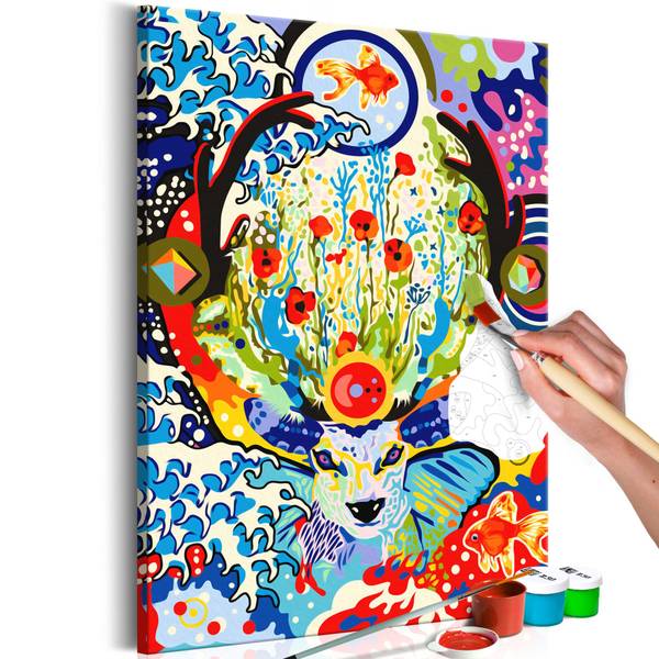 Wandbild Malen nach Zahlen Tiere Tup Baumwollstoff - 40 x 60 x 2 cm