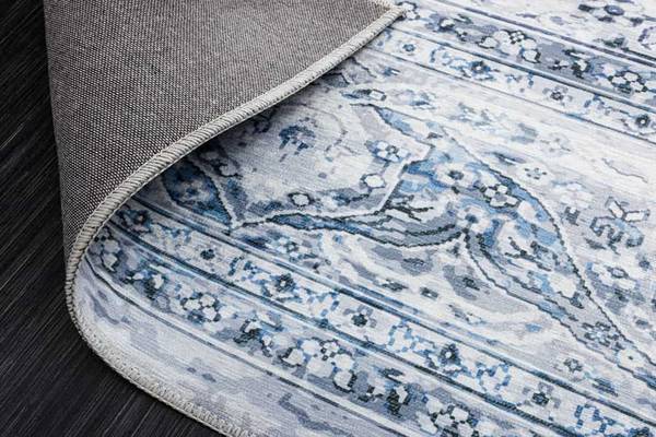 Teppich OLD MARRAKESCH Beige - Blau - Grau - Baumwollstoff - Flachgewebe - Polyester - Wolle - 230 x 160 cm
