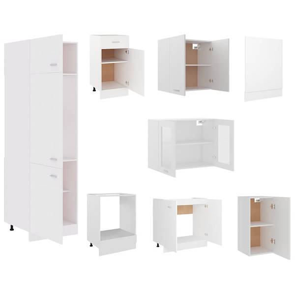 Küchenschrank-Set 3005214 8-teilig Weiß - Holzwerkstoff - 102 x 76 x 50 cm