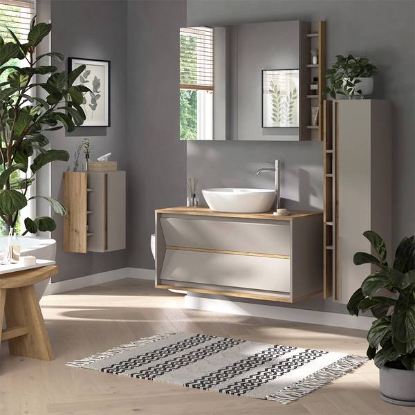 garderobe weiß schwarz Vladon Malea, Garderobenset bestehend aus 1 Hängeschuhschrank, 1 Wandspiegel und 2 Garderobenpaneele, matt/Schwarz matt : Vladon Küche, Haushalt & Wohnen Color:Puder