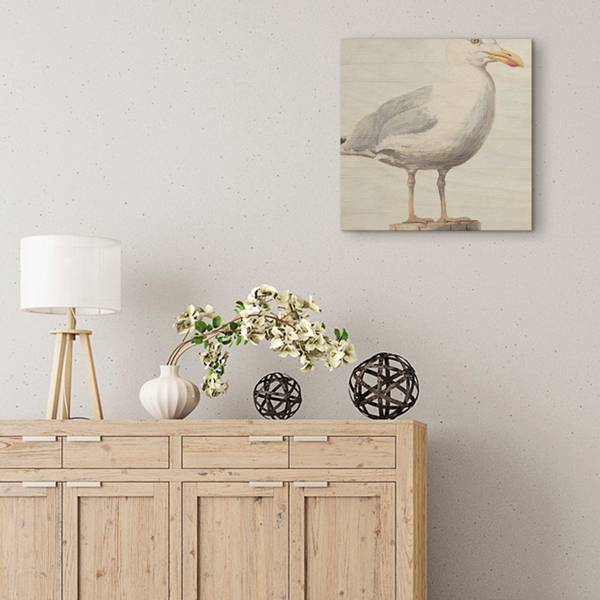 Holzbild Möwe Weiß - Birke - 40 x 30 x 1 cm