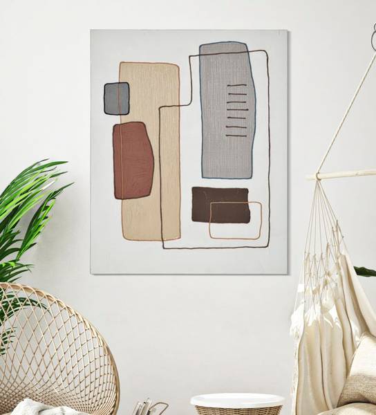 Tableau sur toile Peinture B Bois massif - 3 x 100 x 80 cm