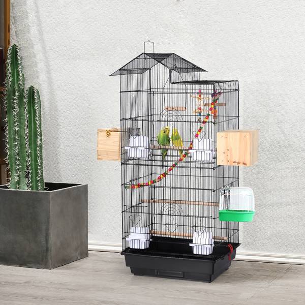 Vogelkäfig mit Spielzeuge Schwarz Schwarz - Metall - 36 x 99 x 46 cm