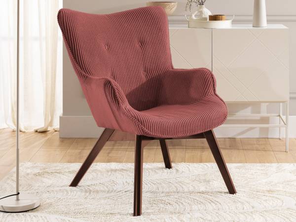 Lounge-Sessel Lenari Rubinrot - Braun