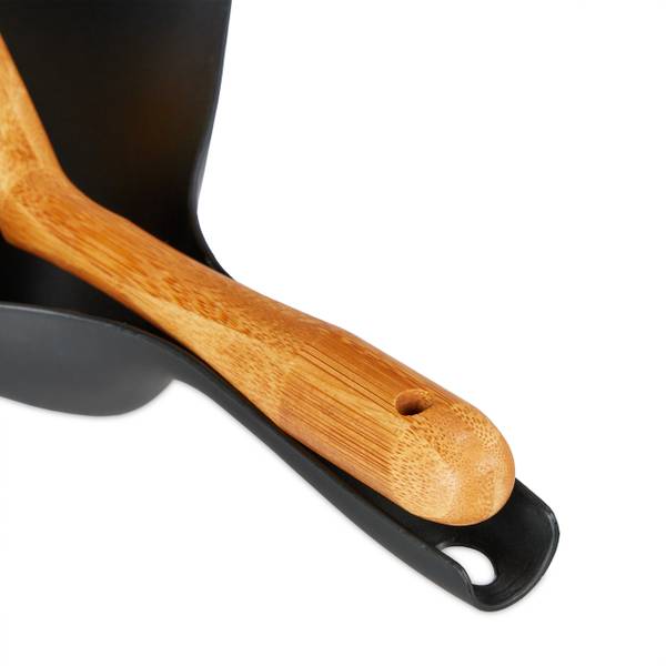 Kehrgarnitur aus Schaufel und Besen Schwarz - Braun - Bambus - Kunststoff - 25 x 36 x 6 cm