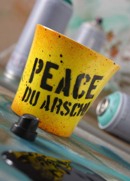 Tasse Frank Hummel Peace du Arsch Porzellan - 11 x 10 x 13 cm