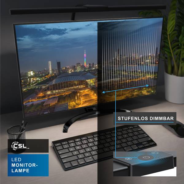 LED Monitorlampe GE-2235 Schwarz - Kunststoff - 45 x 33 x 6 cm