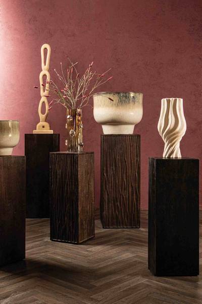 Säule Riko 2er Set Braun - Holz teilmassiv - 35 x 90 x 35 cm
