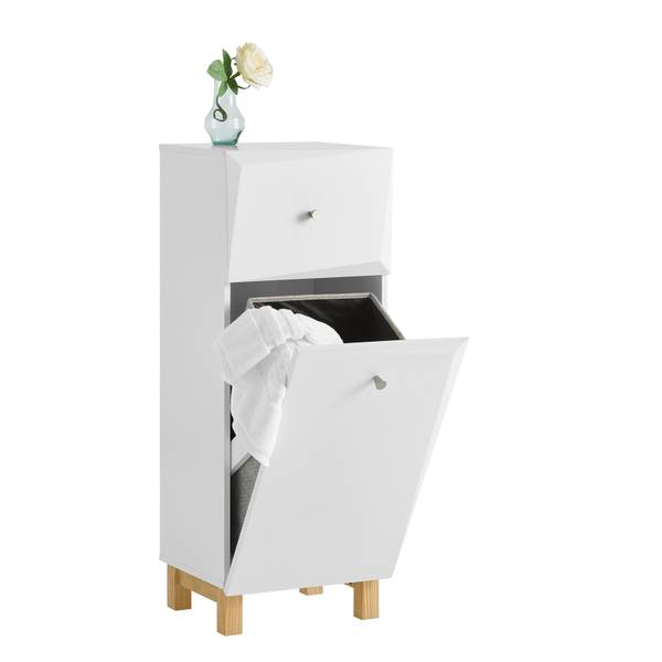 Armoire salle de bain BZR93-W Blanc - Bois manufacturé - 34 x 90 x 30 cm