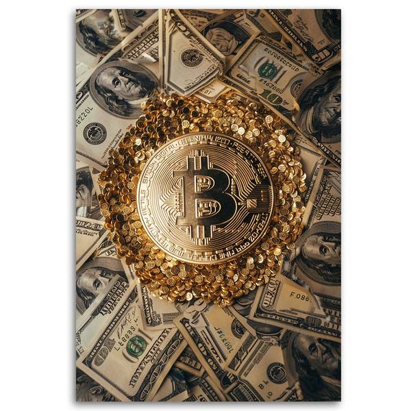 Wandbild krypto bitcoin 80 x 120 cm