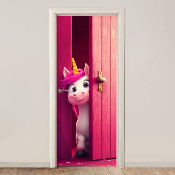 FOTOTAPETE TÜR Einhorn Tür 95 x 235 cm