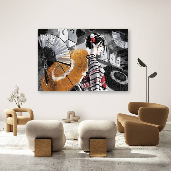 Canvas schilderij Waaier 90 x 60 cm