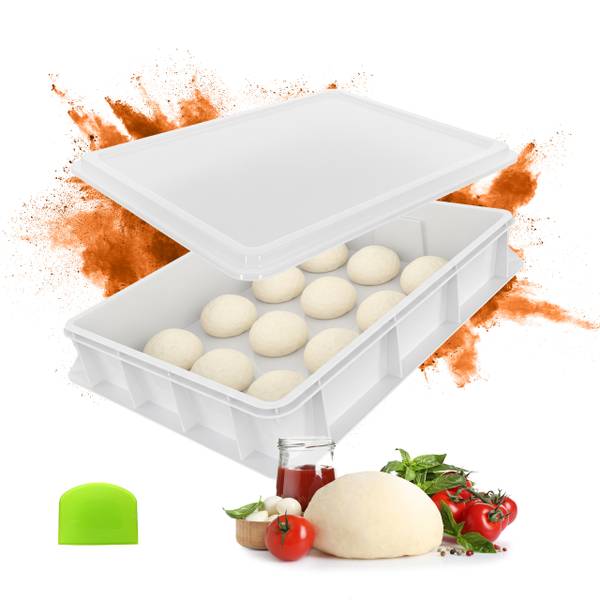 Pizzaballenbox mit Deckel Grün - Weiß - Kunststoff - 60 x 13 x 40 cm