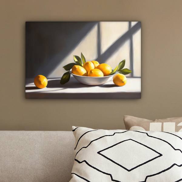 TABLEAU SUR TOILE Citrons Jaune - Coton - 30 x 20 x 2 cm