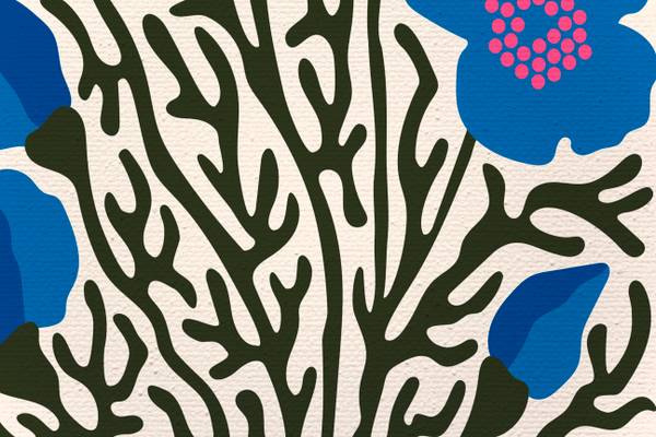 Leinwand 60x40 Blaue Blumen Polyester - 3 x 60 x 40 cm