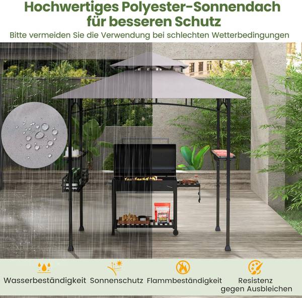 Barbecuepaviljoen ZB33084SDNL grijs - textiel - 153 x 250 x 242 cm