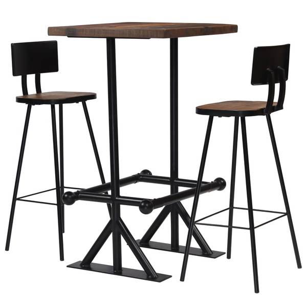 Bar-Set 3er Set XT8659 Braun - Massivholz - 60 x 107 x 60 cm