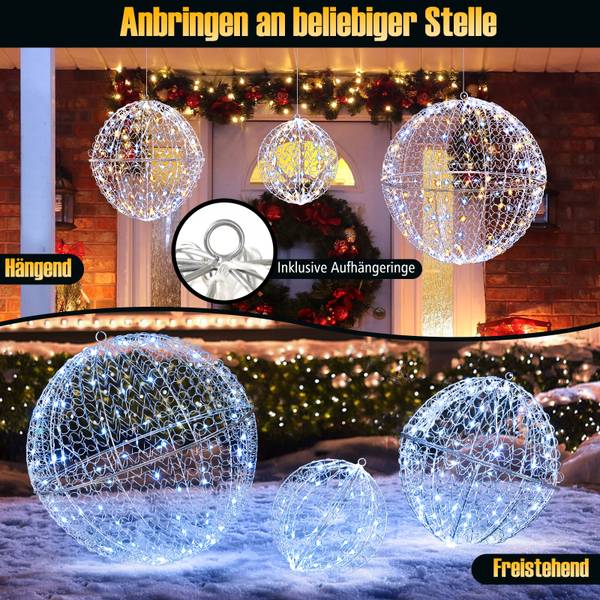 Weihnachtskugeln OY47336PQDE(3er Set) Weiß - Metall - 45 x 45 x 45 cm