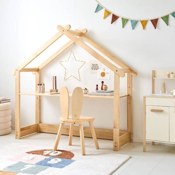 Kinder Schreibtisch Haus MAISON Hellbeige
