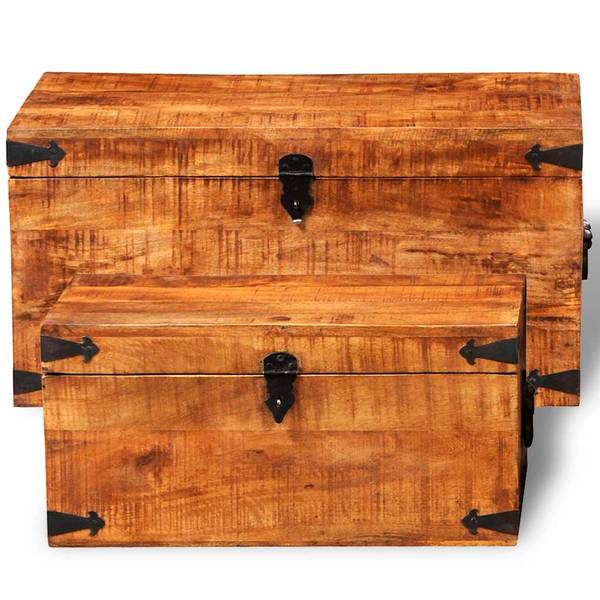 Truhe 241634 (2-teilig) Braun - Mango - 35 x 35 x 70 cm