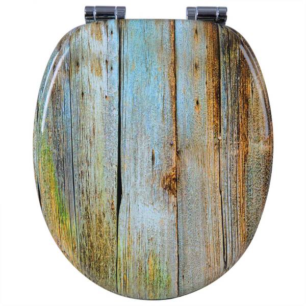 WC-Sitz Merle Blau - Weiß - Edelstahl - 38 x 2 x 44 cm