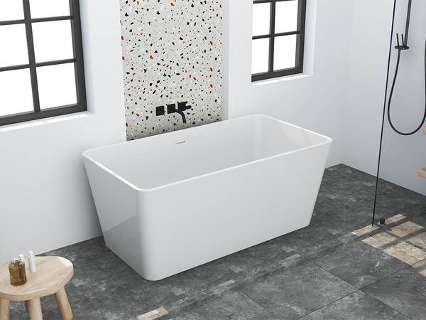 Baignoire îlot SPICARA Blanc - Fibres naturelles - 70 x 55 x 130 cm
