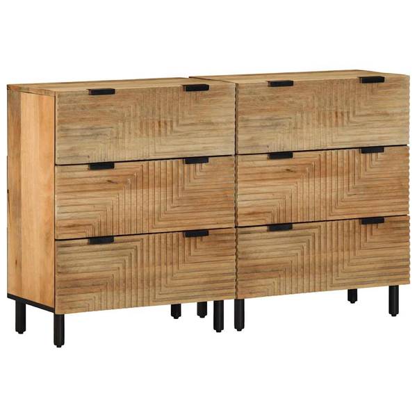Sideboard 3043525 (2er Set) Braun - Mango - 60 x 75 x 33 cm