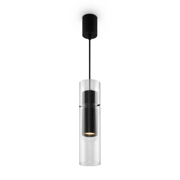 Suspension Luminaire Tube Santos Noir - Transparent