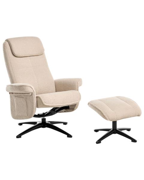 Fauteuil de relaxation GERAS Beige - Noir - Fibres naturelles - 81 x 86 x 89 cm