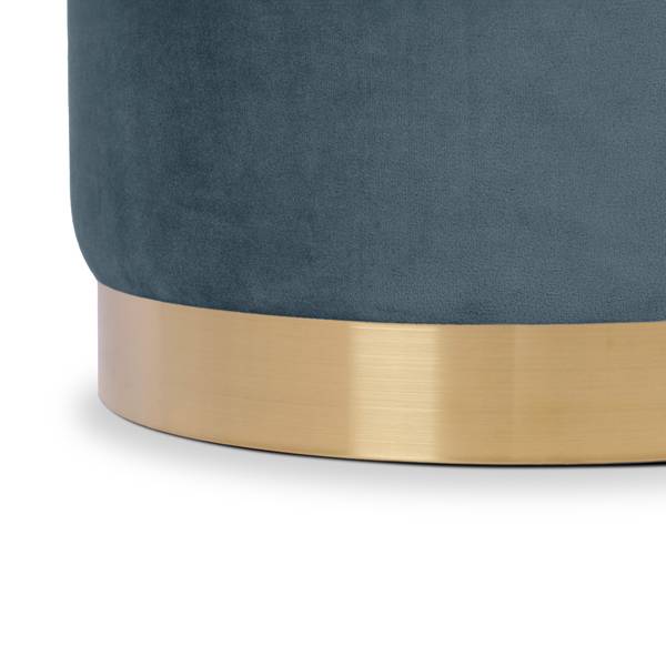 Pouf CHARLOTTE II Bleu - Velours - 60 x 40 x 60 cm
