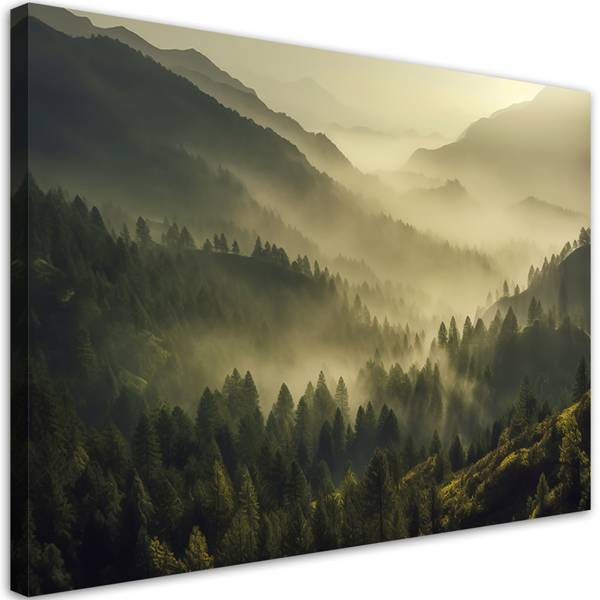Wandbild wald im nebel landschaft 120 x 80 cm